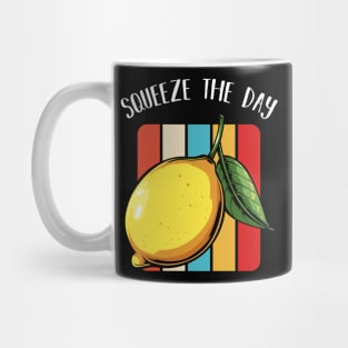 Lemon - Squeeze The Day - Funny Retro Style Fruit Pun Mug